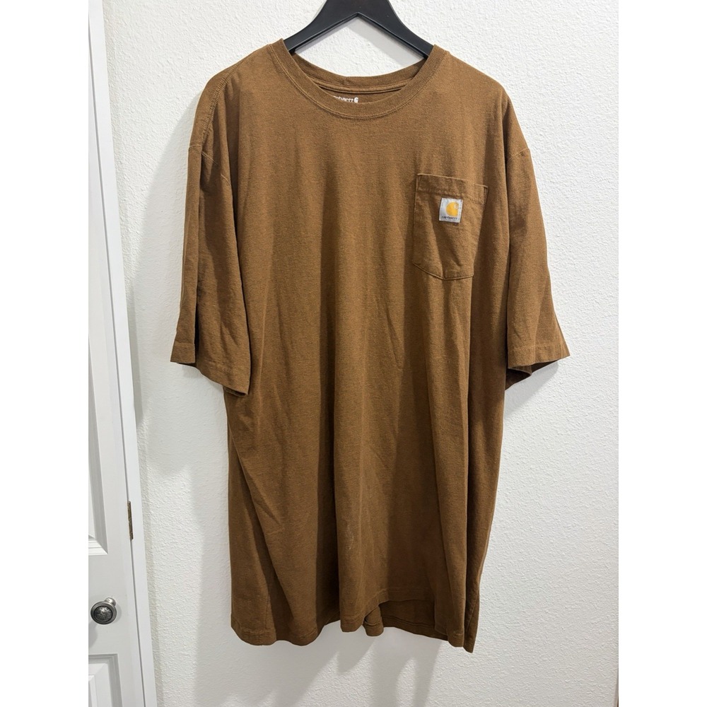 Carhartt T-Shirt Men's 3XL Tall Short Sleeve Brown Color way Pocketed Loose Fit